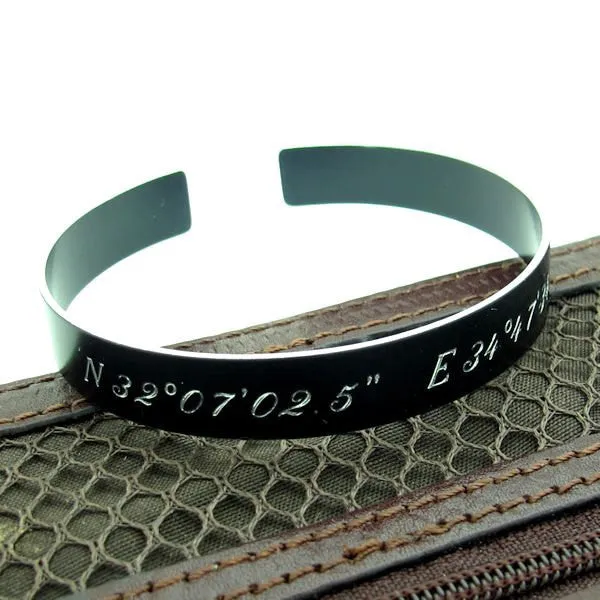 Men's Personalized Black Cuff Bracelet for Him