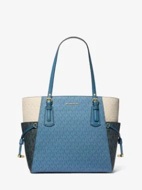 MK Voyager Small Color-Block Logo Tote Bag - Blue - Michael Kors