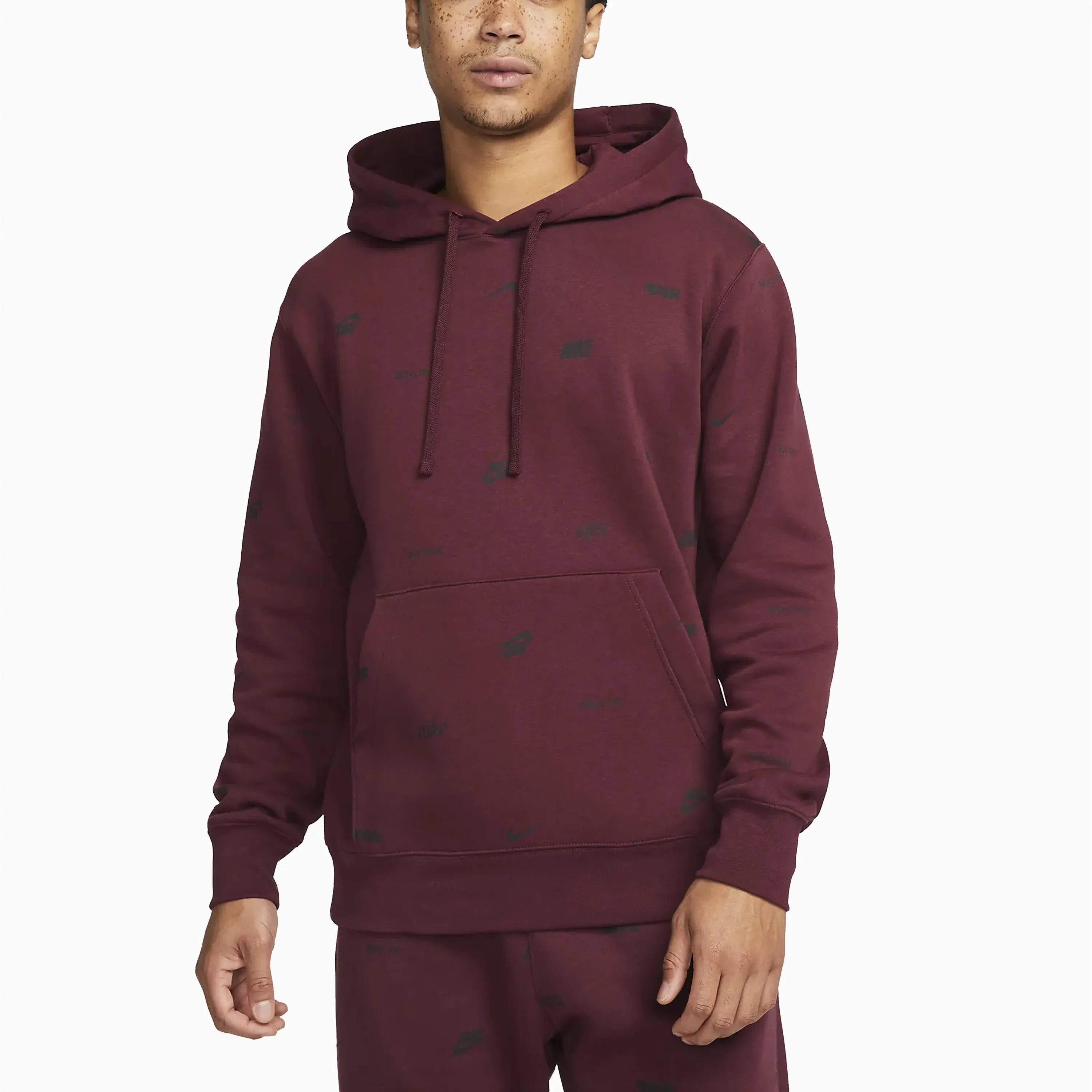 NIKE CLUB FLEECE ALLOVER PRINT NIGHT BROWN & BLACK - FB7434