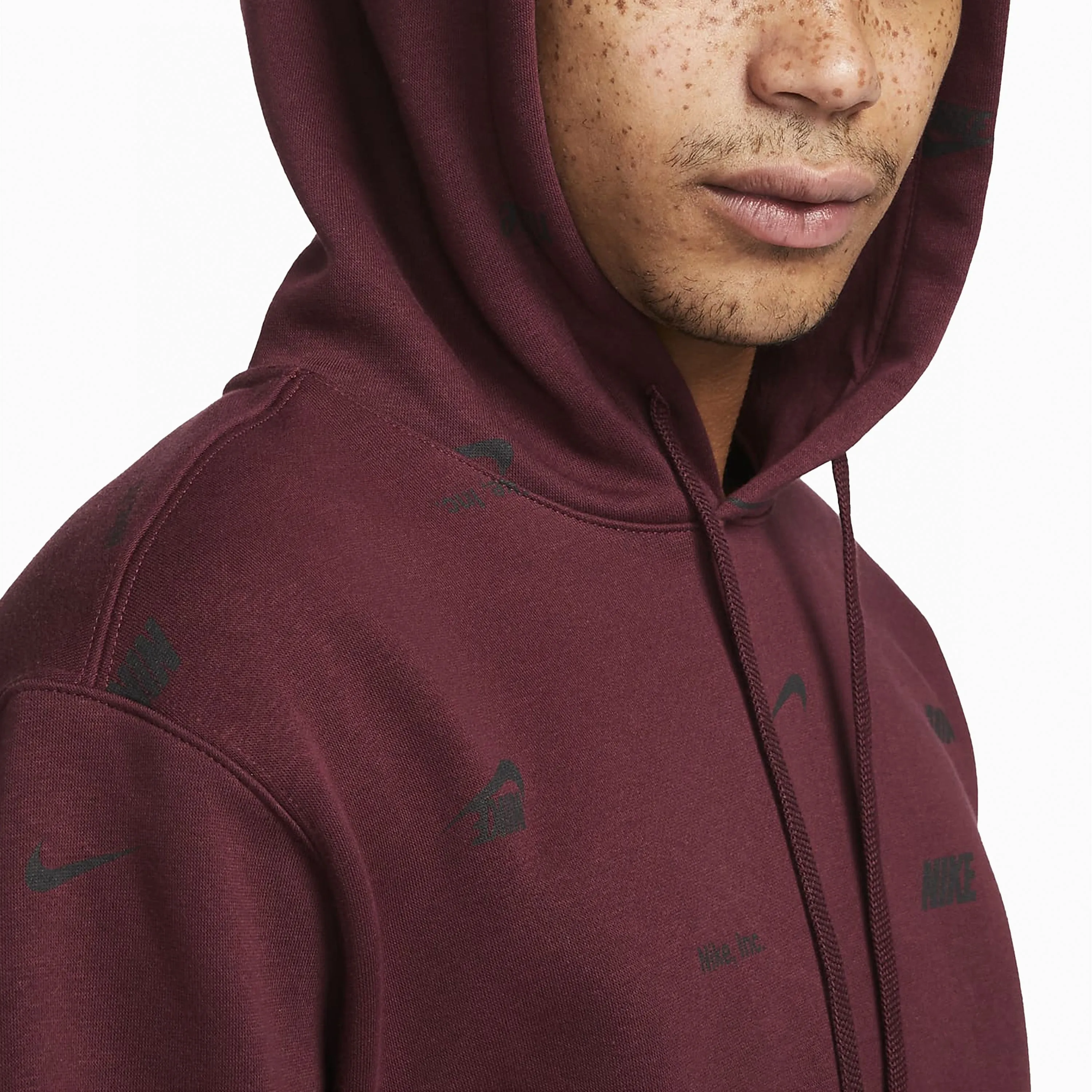 NIKE CLUB FLEECE ALLOVER PRINT NIGHT BROWN & BLACK - FB7434