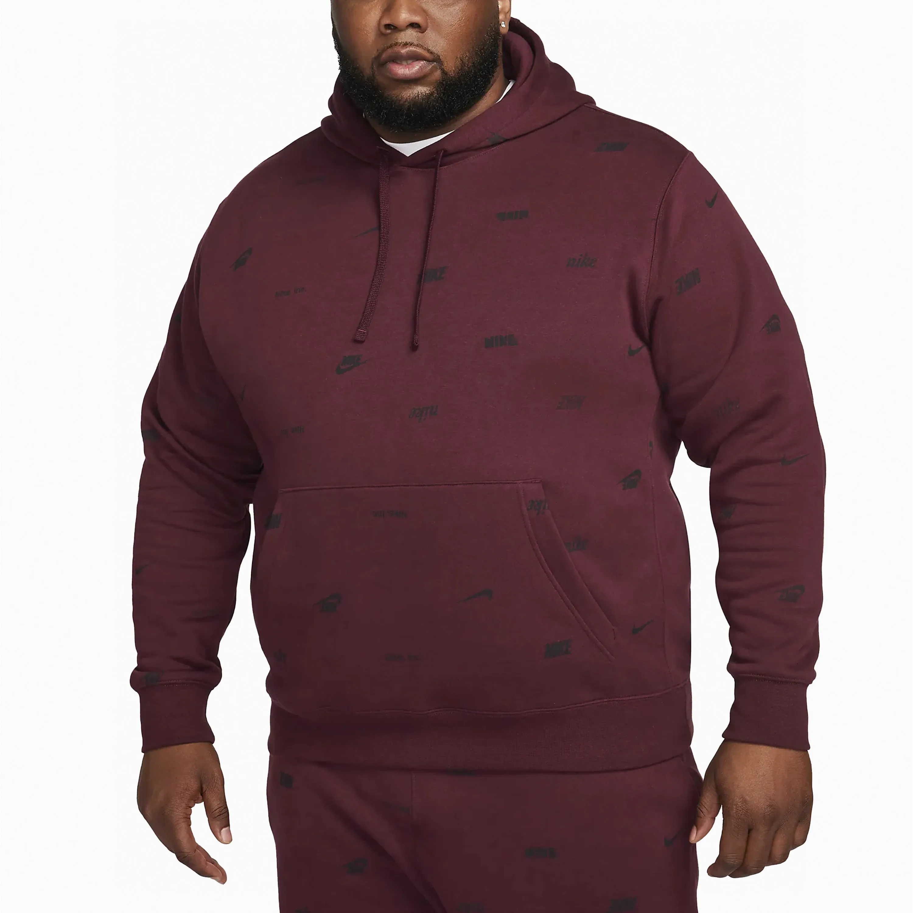 NIKE CLUB FLEECE ALLOVER PRINT NIGHT BROWN & BLACK - FB7434