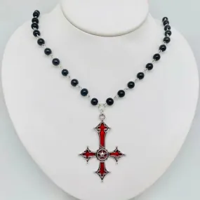 NK-Gothic Red Cross Blk Bead