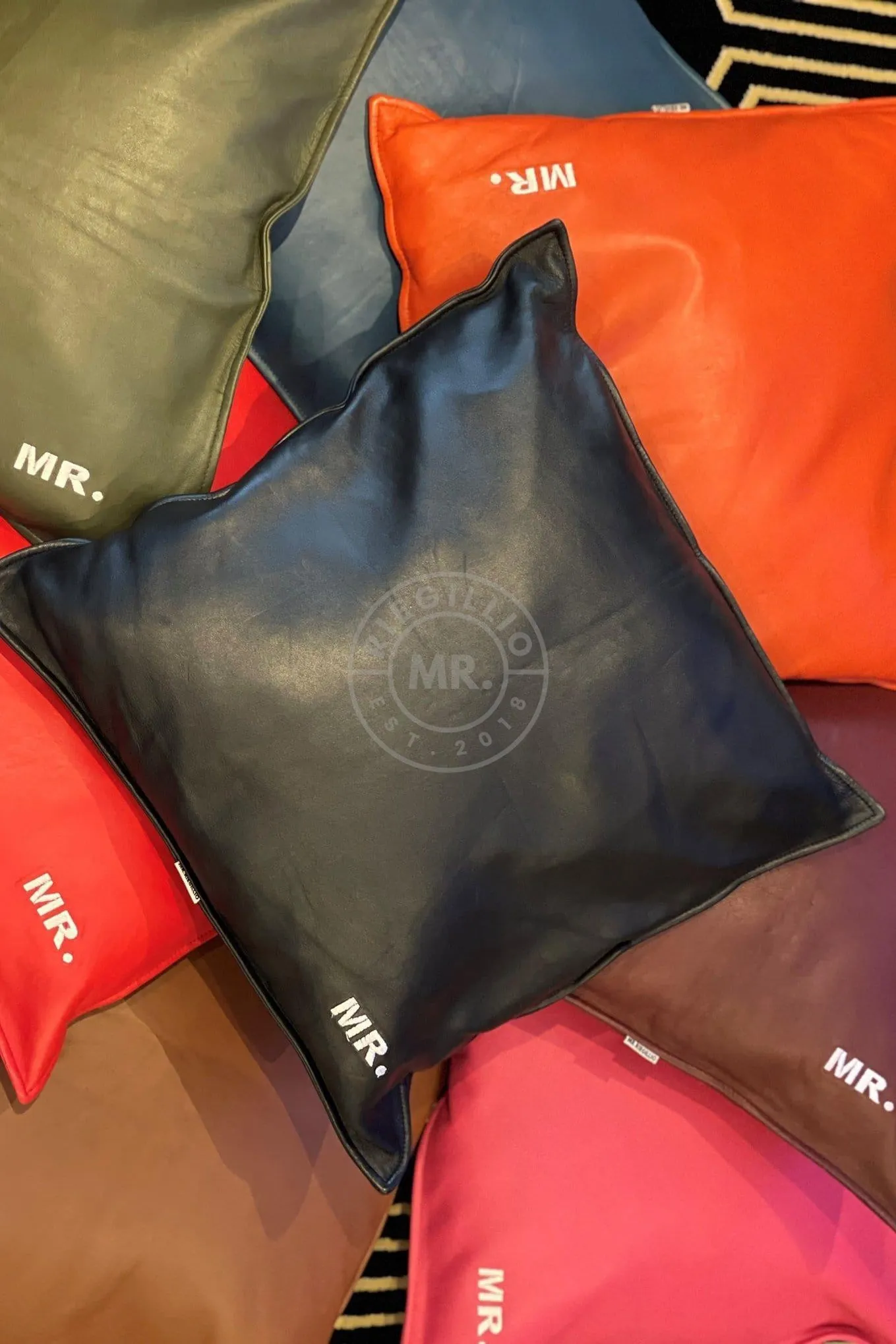 Orange Leather Pillow