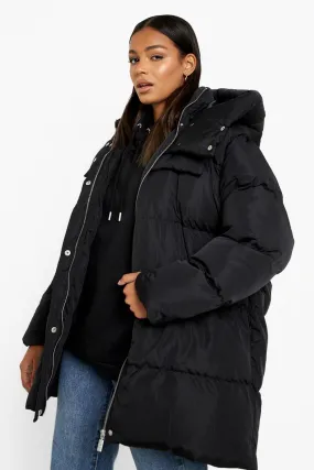 Oversized Pocket Detail Puffer Jacket