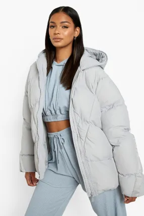 Oversized Quilt Detail Puffer Jacket