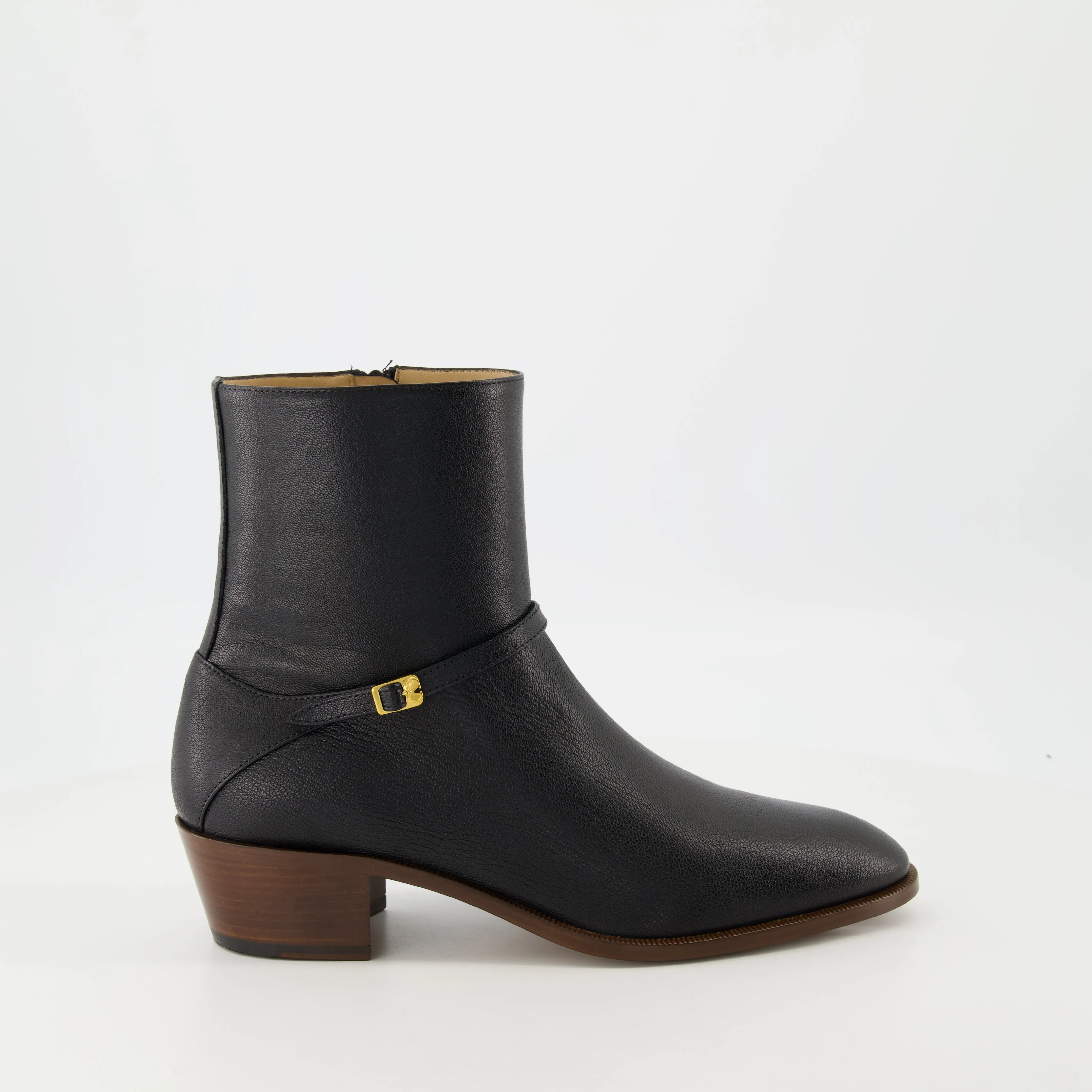 Pat Cuir Ankle Boots