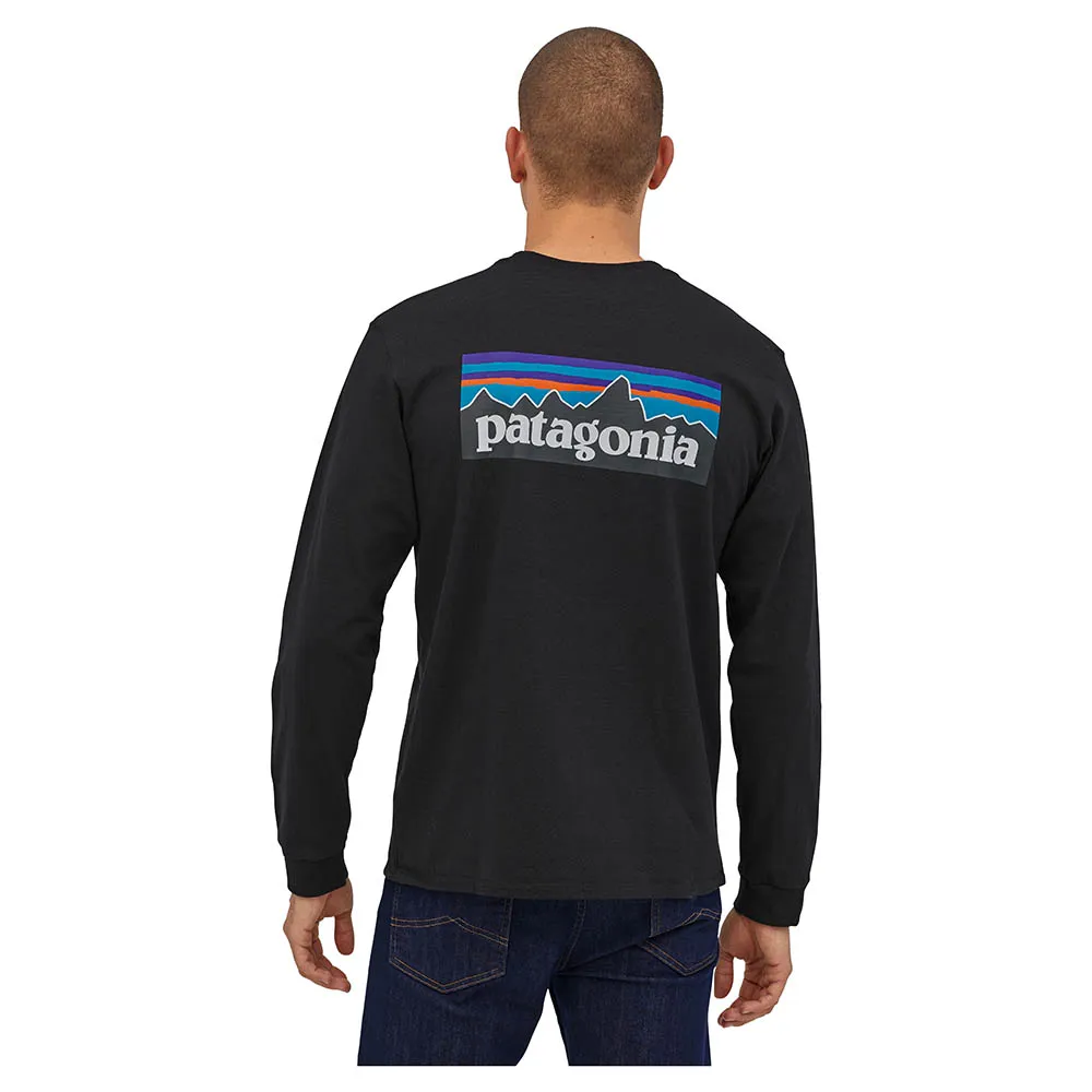 Patagonia Men's Long Sleeve P-6 Logo Responsibili-Tee - Black