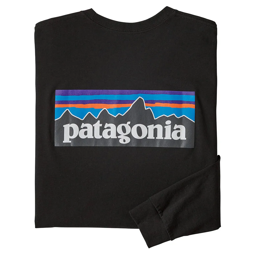 Patagonia Men's Long Sleeve P-6 Logo Responsibili-Tee - Black