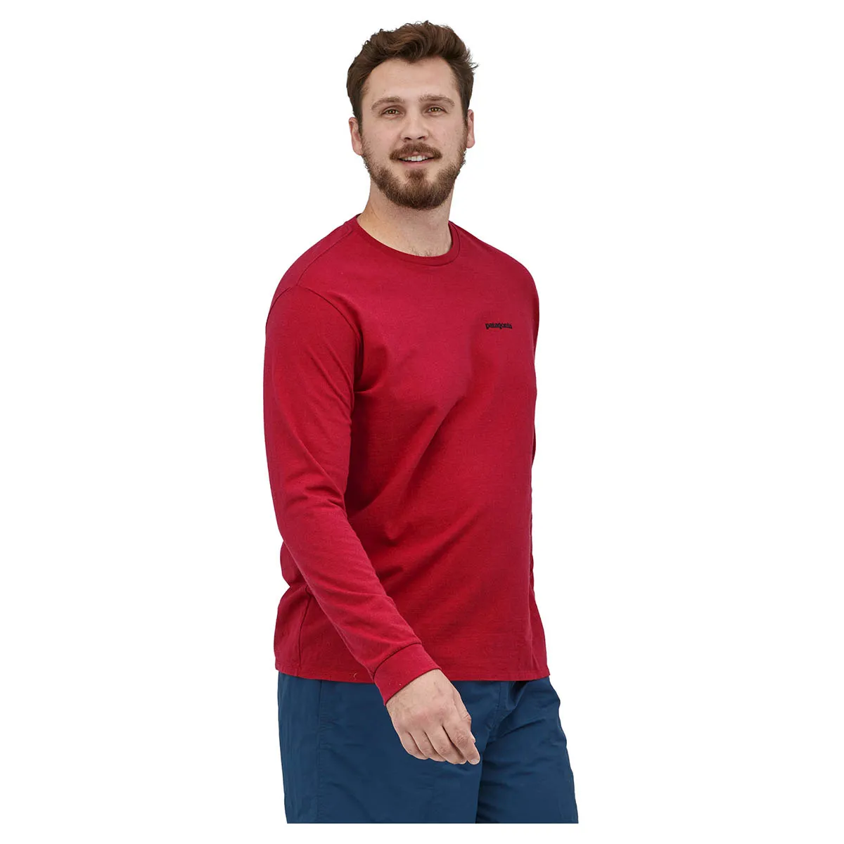 Patagonia Men's Long Sleeve P-6 Logo Responsibili-Tee - Sumac Red