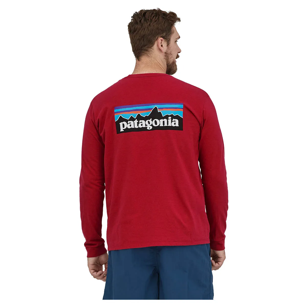 Patagonia Men's Long Sleeve P-6 Logo Responsibili-Tee - Sumac Red