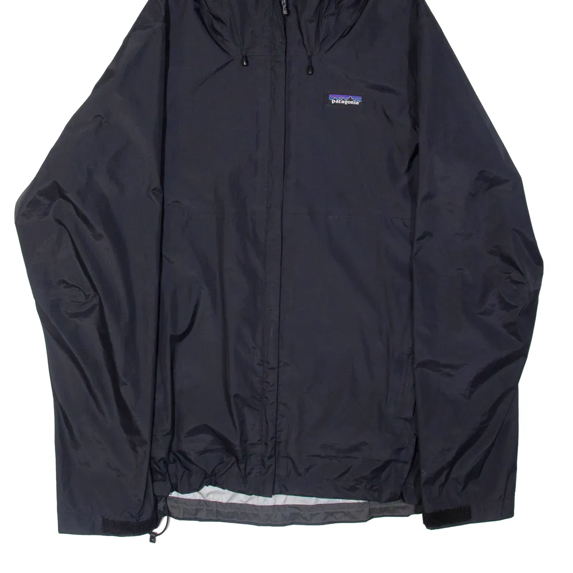 PATAGONIA Mens Rain Jacket Black Nylon Hooded M