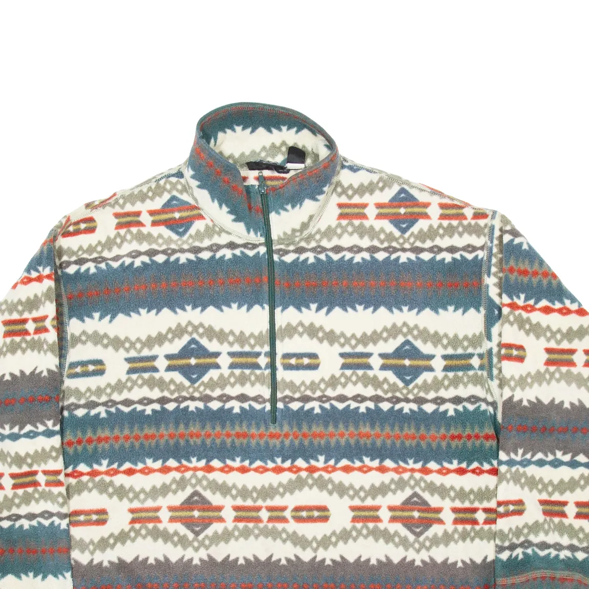 PATAGONIA Womens Patterned Fleece White Fair Isle 1/4 Zip L