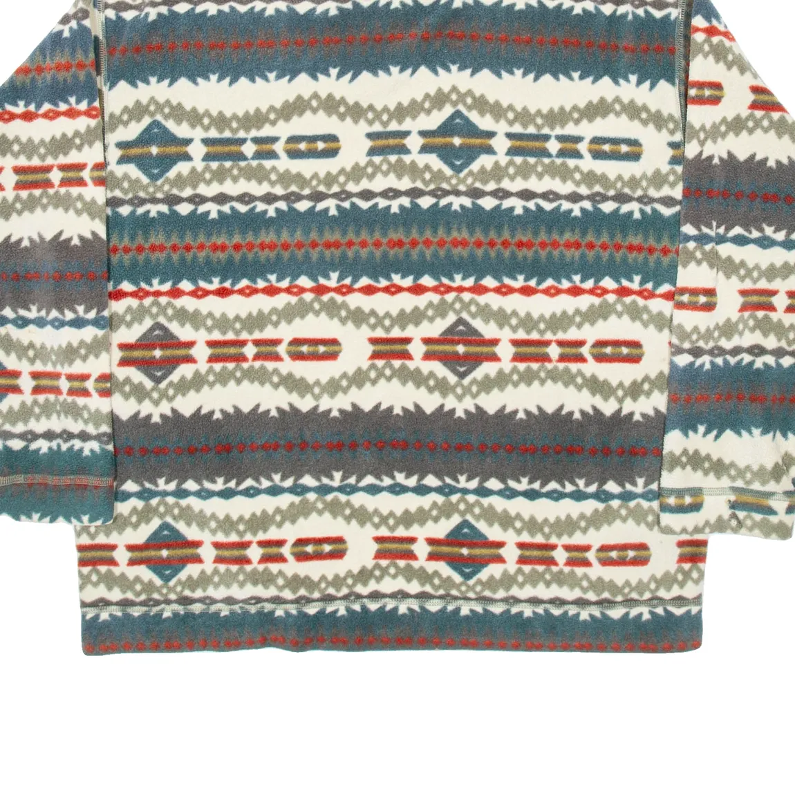 PATAGONIA Womens Patterned Fleece White Fair Isle 1/4 Zip L