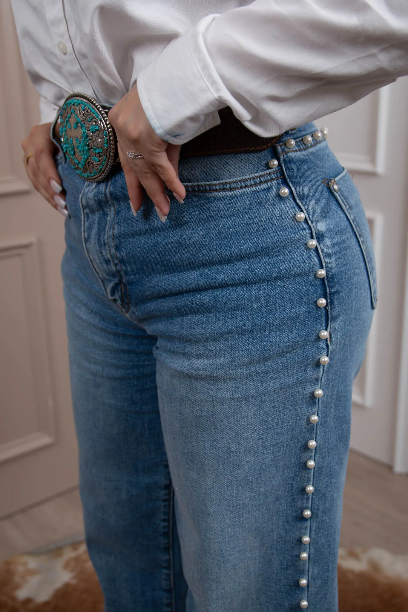 Pearl Trim Denim Jeans