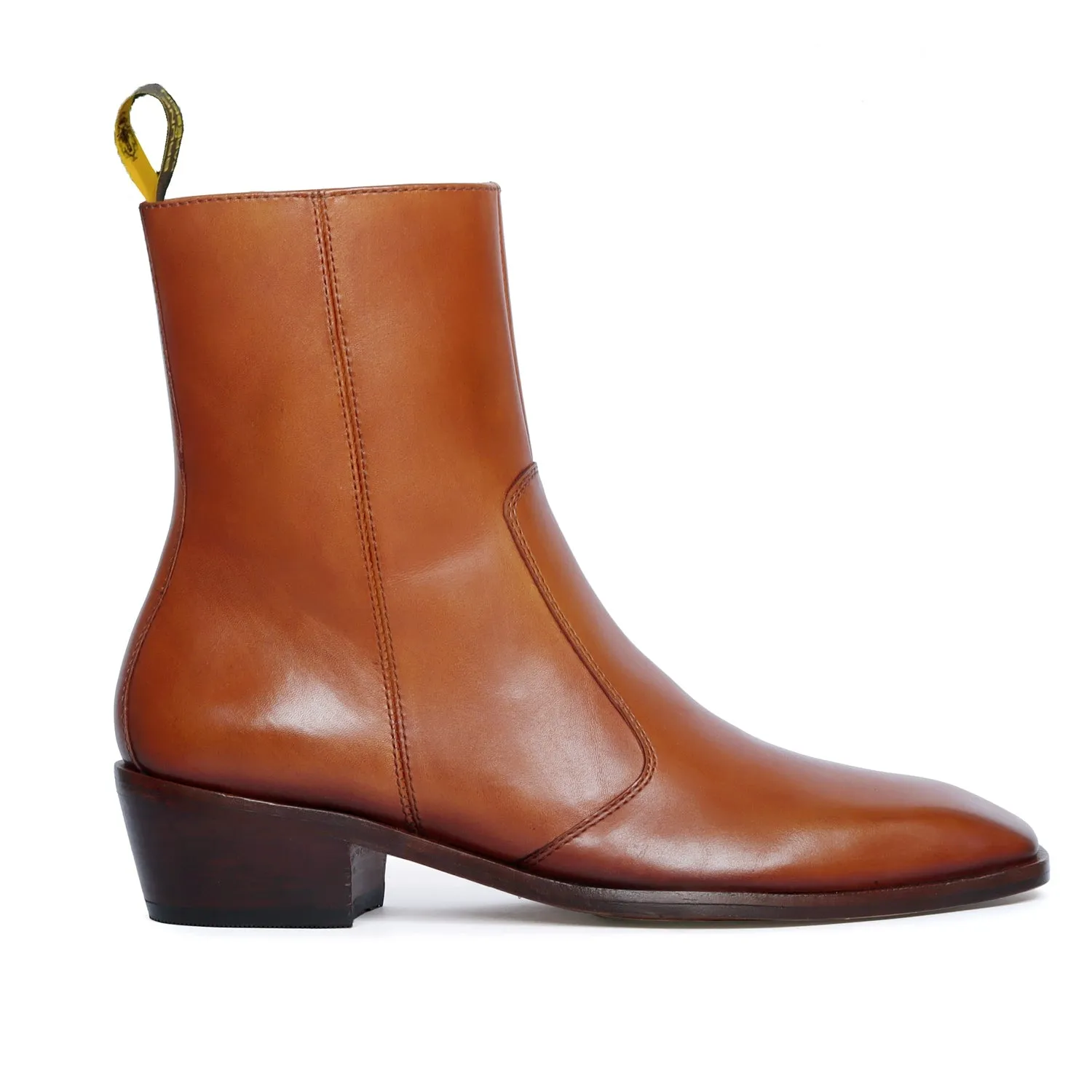 Perfect Cuban Stitched Tan Boots High Ankle Zip Closure By Brune & Bareskin