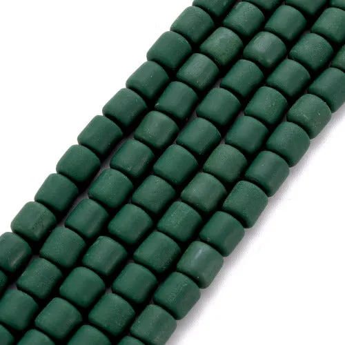 Polymer Clay Beads, Column, Dark Green, 6.5mm