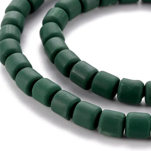 Polymer Clay Beads, Column, Dark Green, 6.5mm