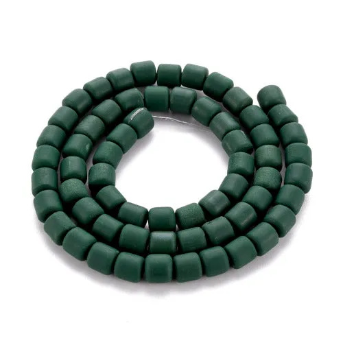 Polymer Clay Beads, Column, Dark Green, 6.5mm