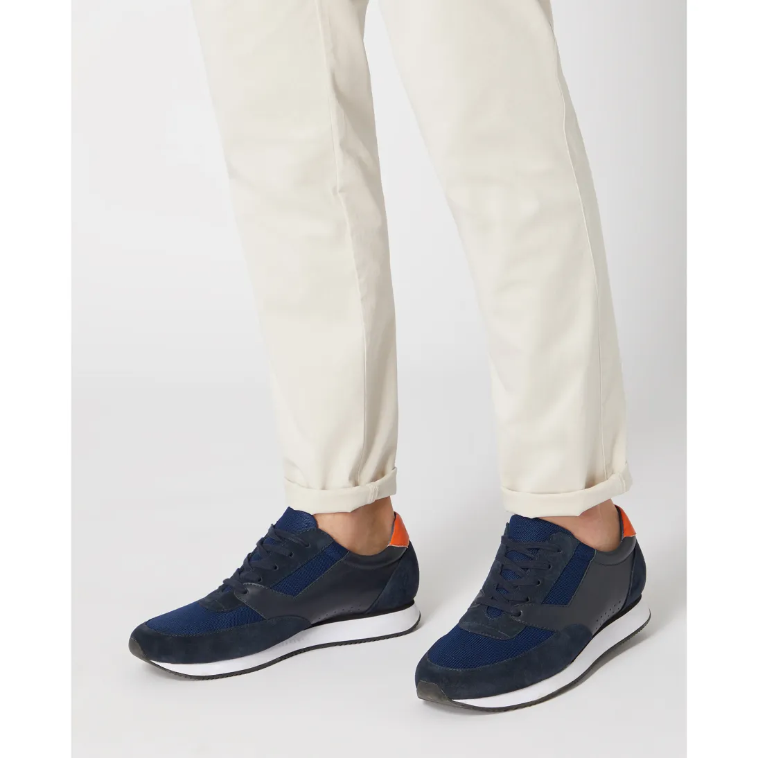 Remus Uomo BRUNO Navy Leather and Suede Men's Trainers