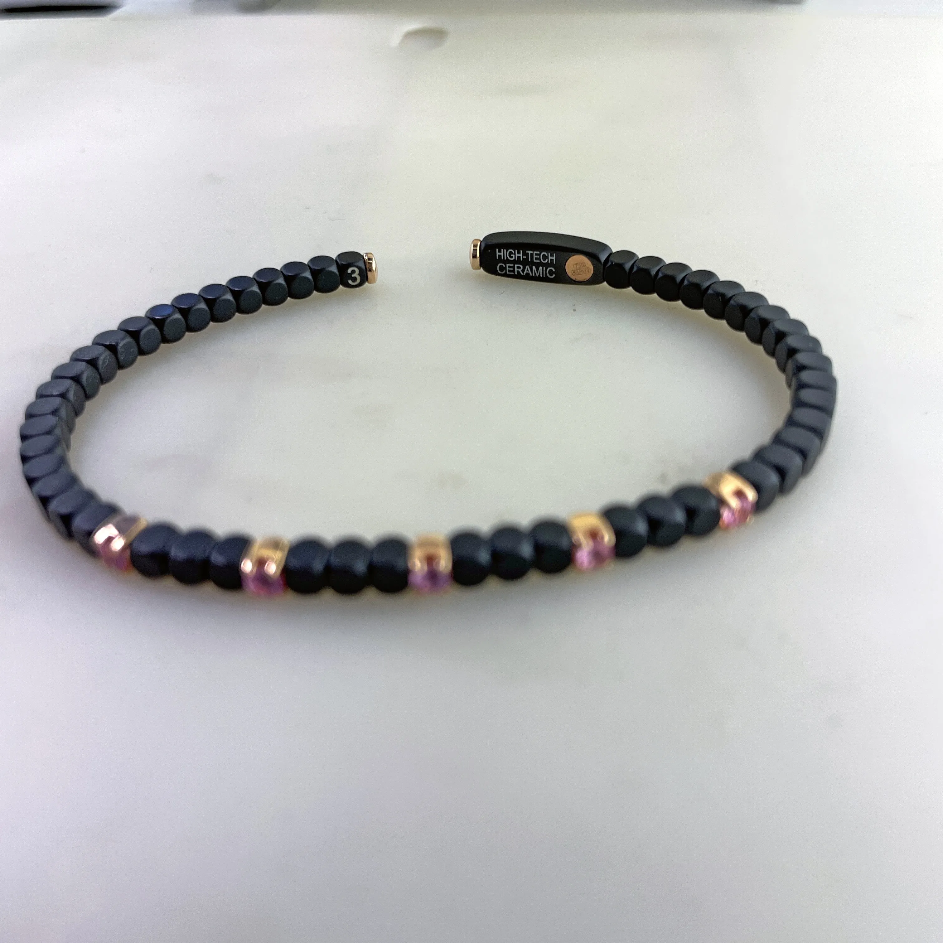 Roberto Demeglio Dado 18K Rose Gold Ceramic Five Pink Sapphire Bracelet