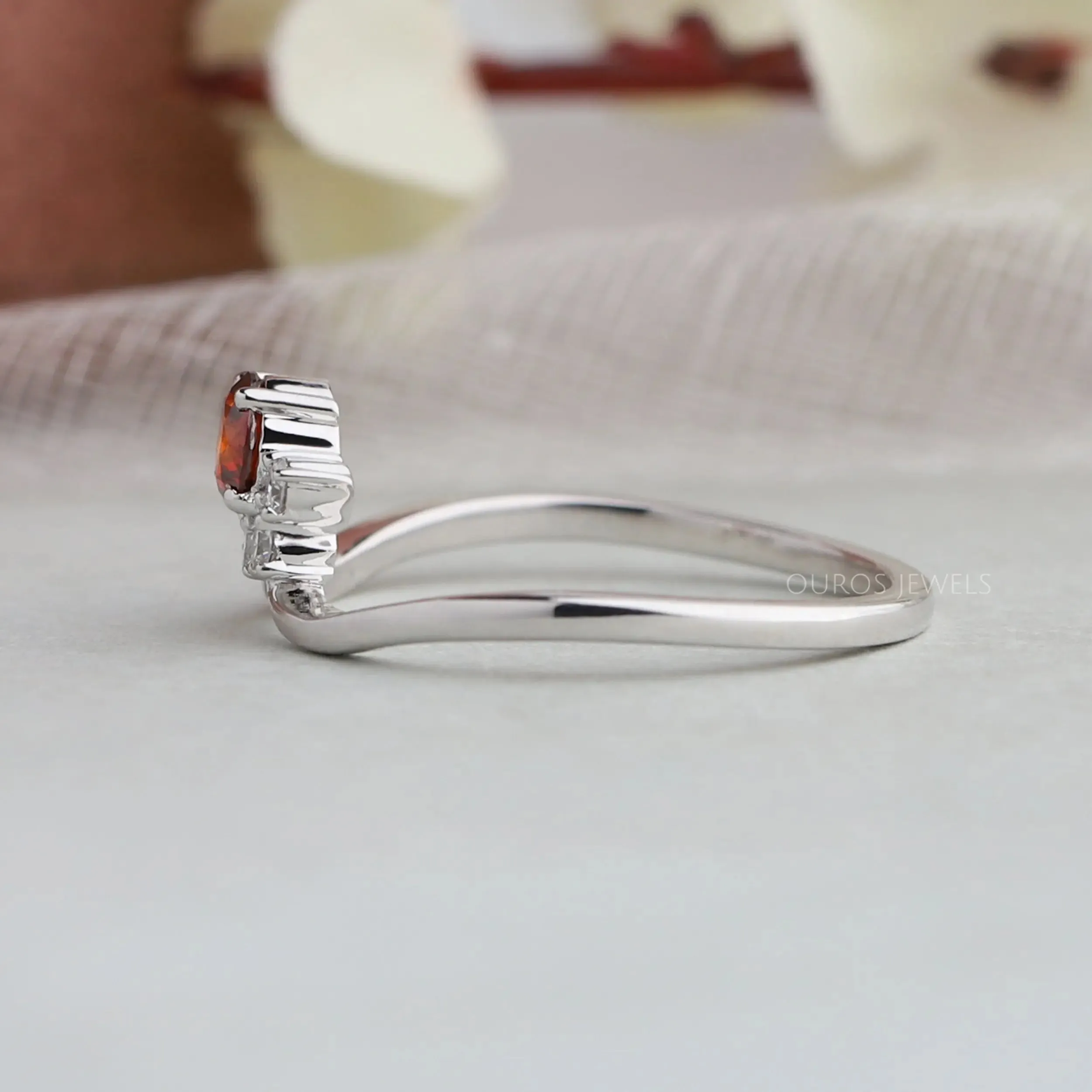 Round Cut Red Diamond Dainty Ring