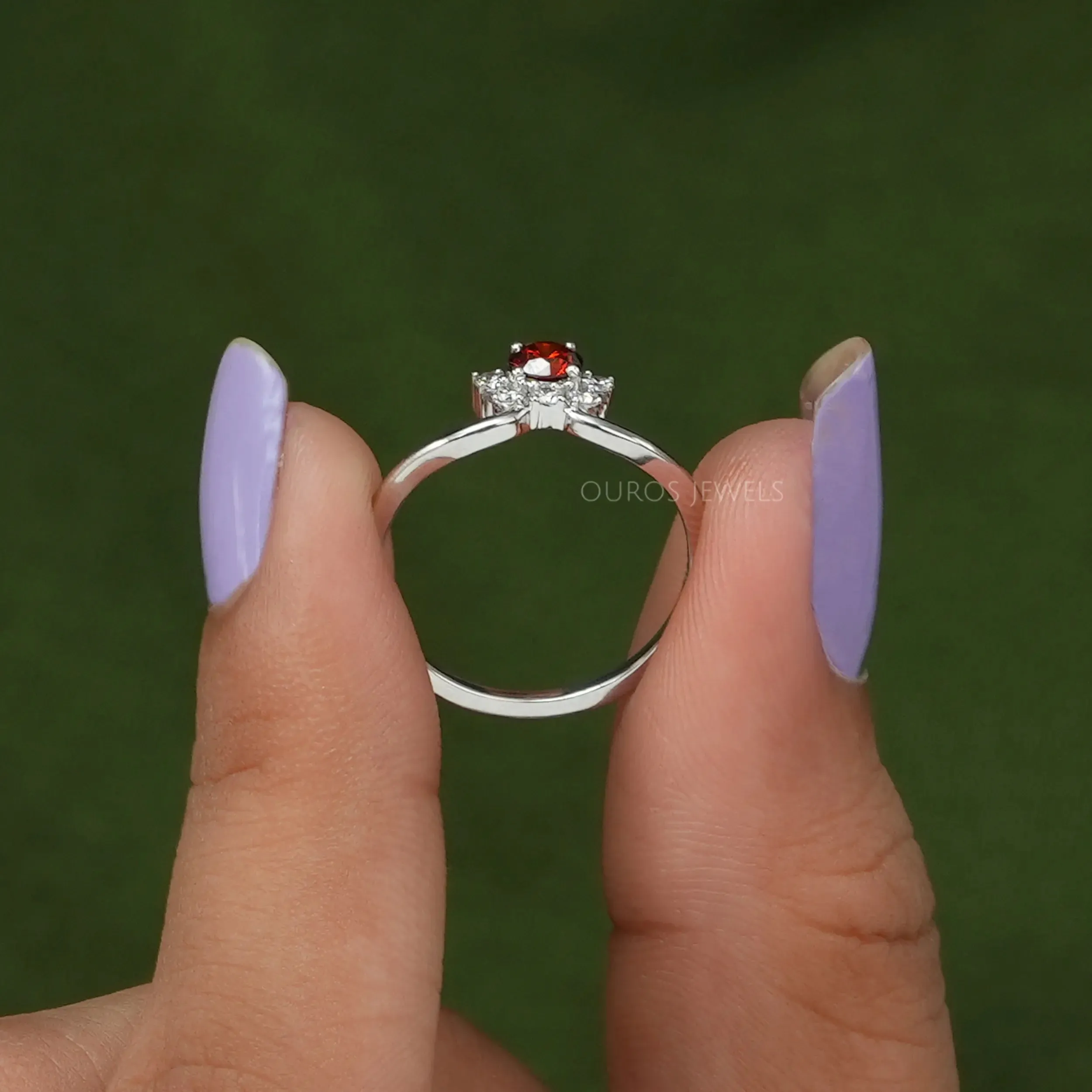 Round Cut Red Diamond Dainty Ring