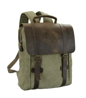 R&R Collections 4-413-2Z Genuine Leather/Canvas Laptop Backpack