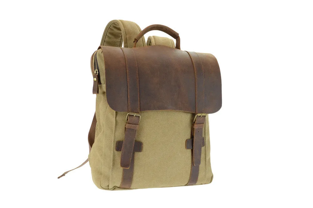 R&R Collections 4-413-2Z Genuine Leather/Canvas Laptop Backpack