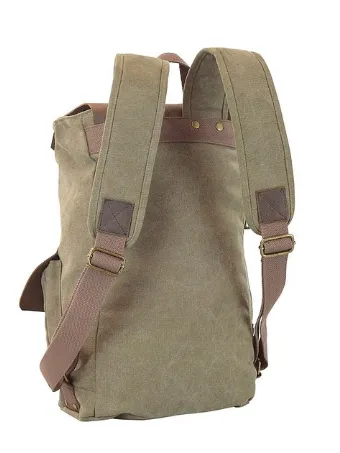 R&R Collections Genuine Leather / Canvas Backpack