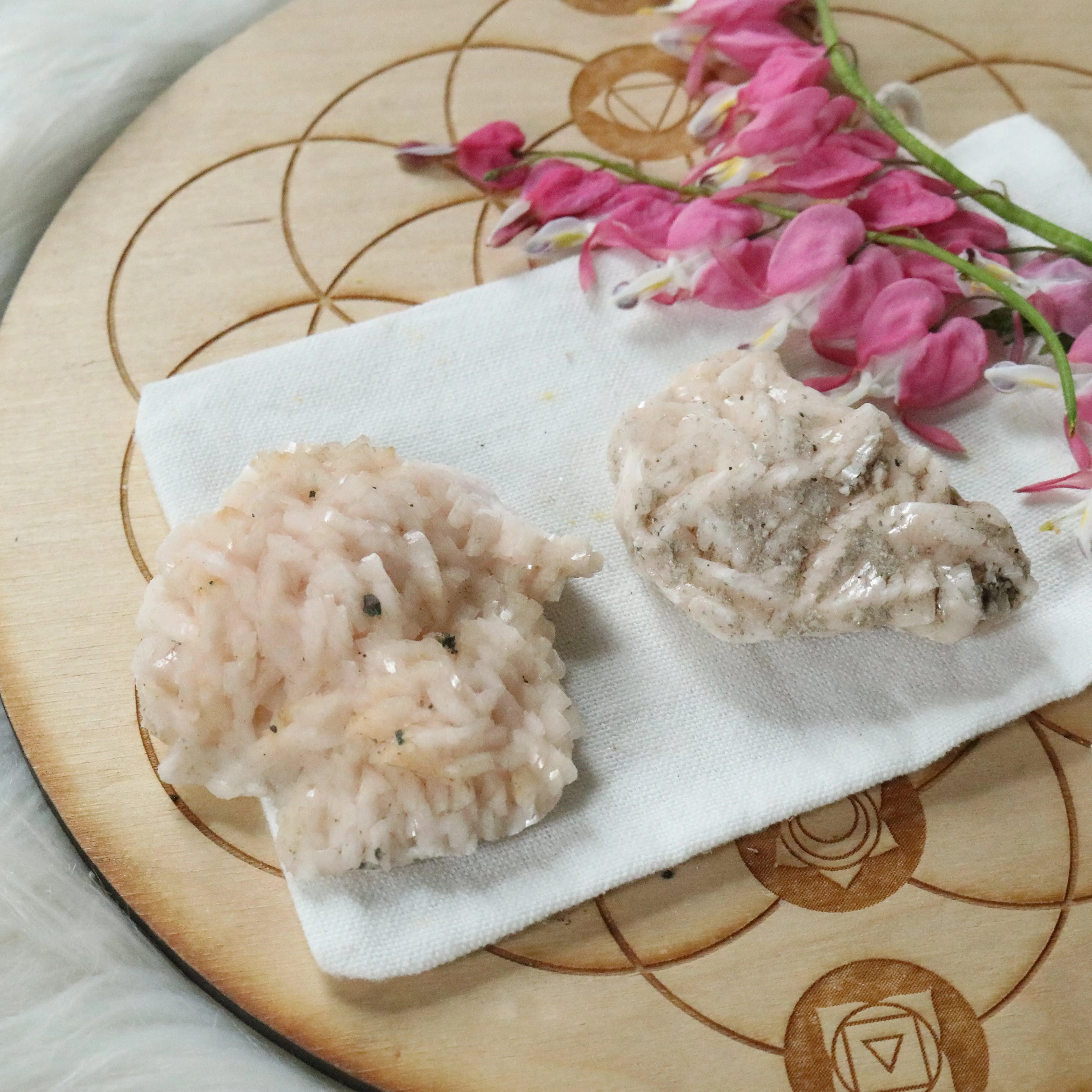 Set of Two ~ Pink Dolomite Specimen with inclusions~ Chakra Balancing Stone