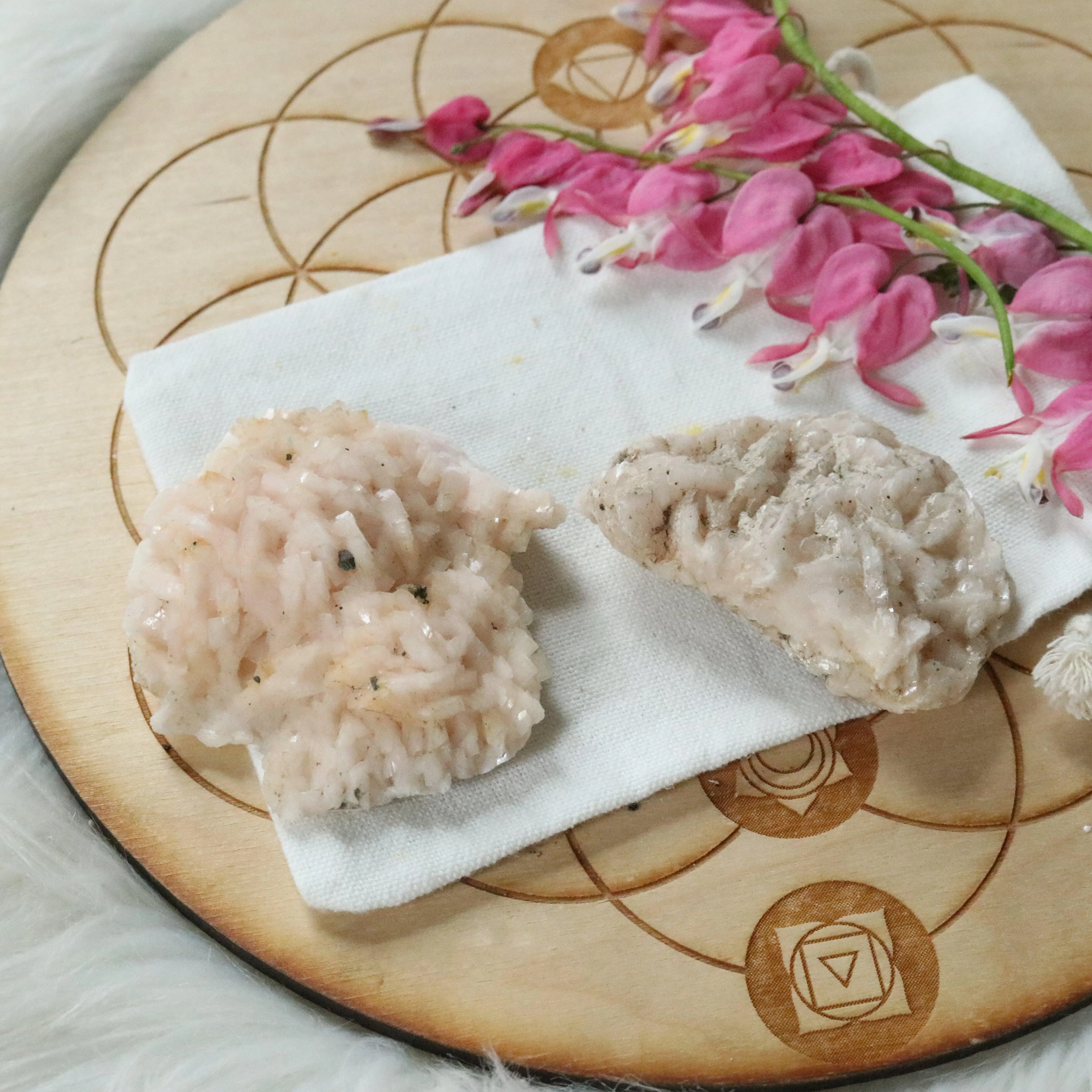 Set of Two ~ Pink Dolomite Specimen with inclusions~ Chakra Balancing Stone