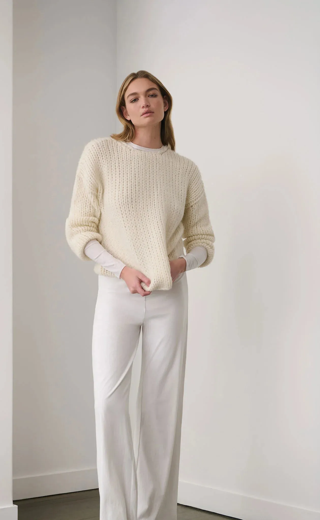 SKIN AIDA Crew Neck Sweater in Ivory 