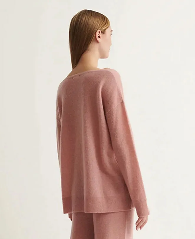 SKIN PAULA Cashmere V-Neck Sweater in Rosebloom 