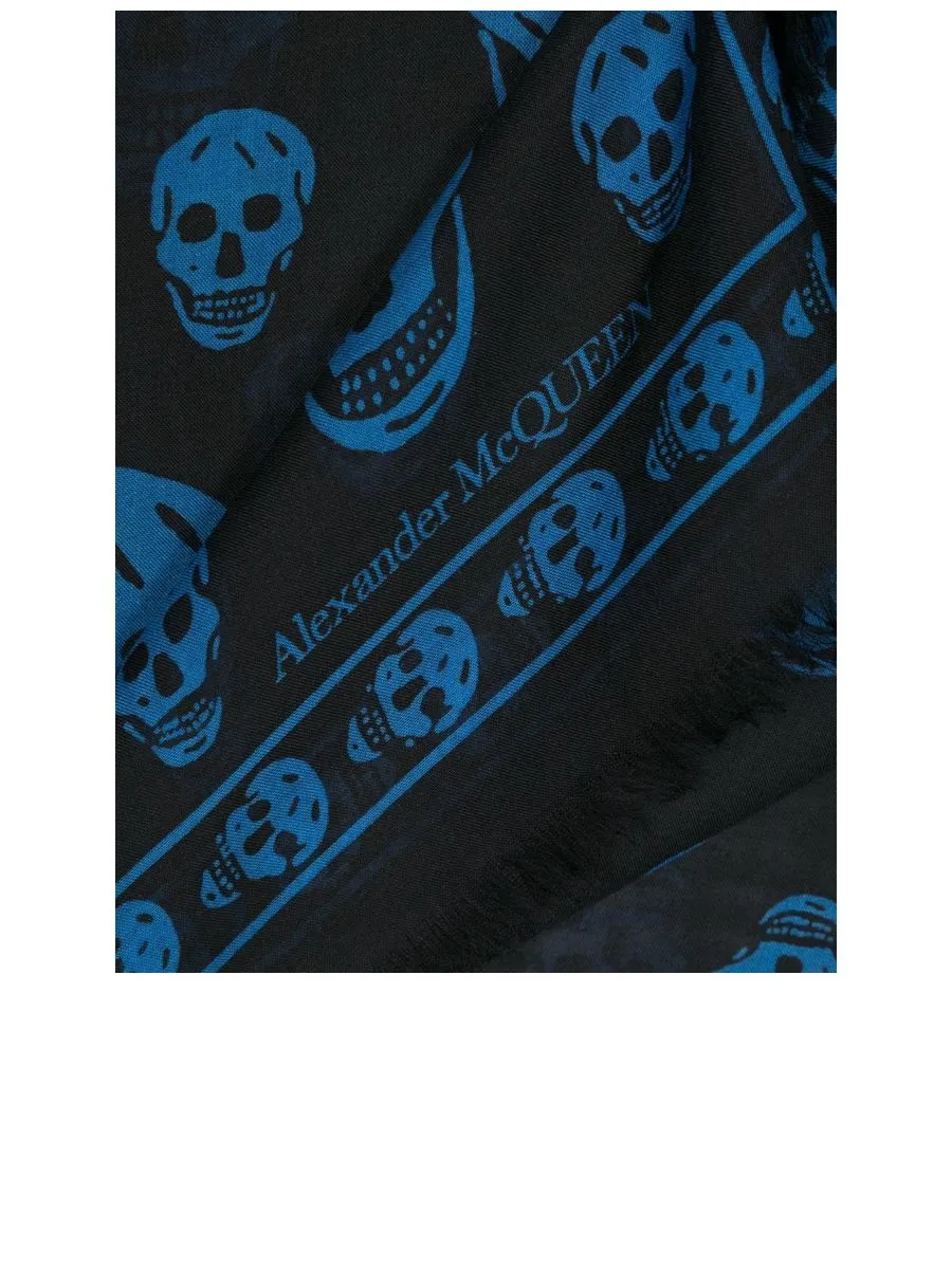 Skullprint Frayed Scarf