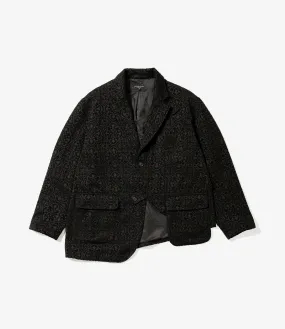 Slanted Jacket – Black Crest Flocked Jacquard