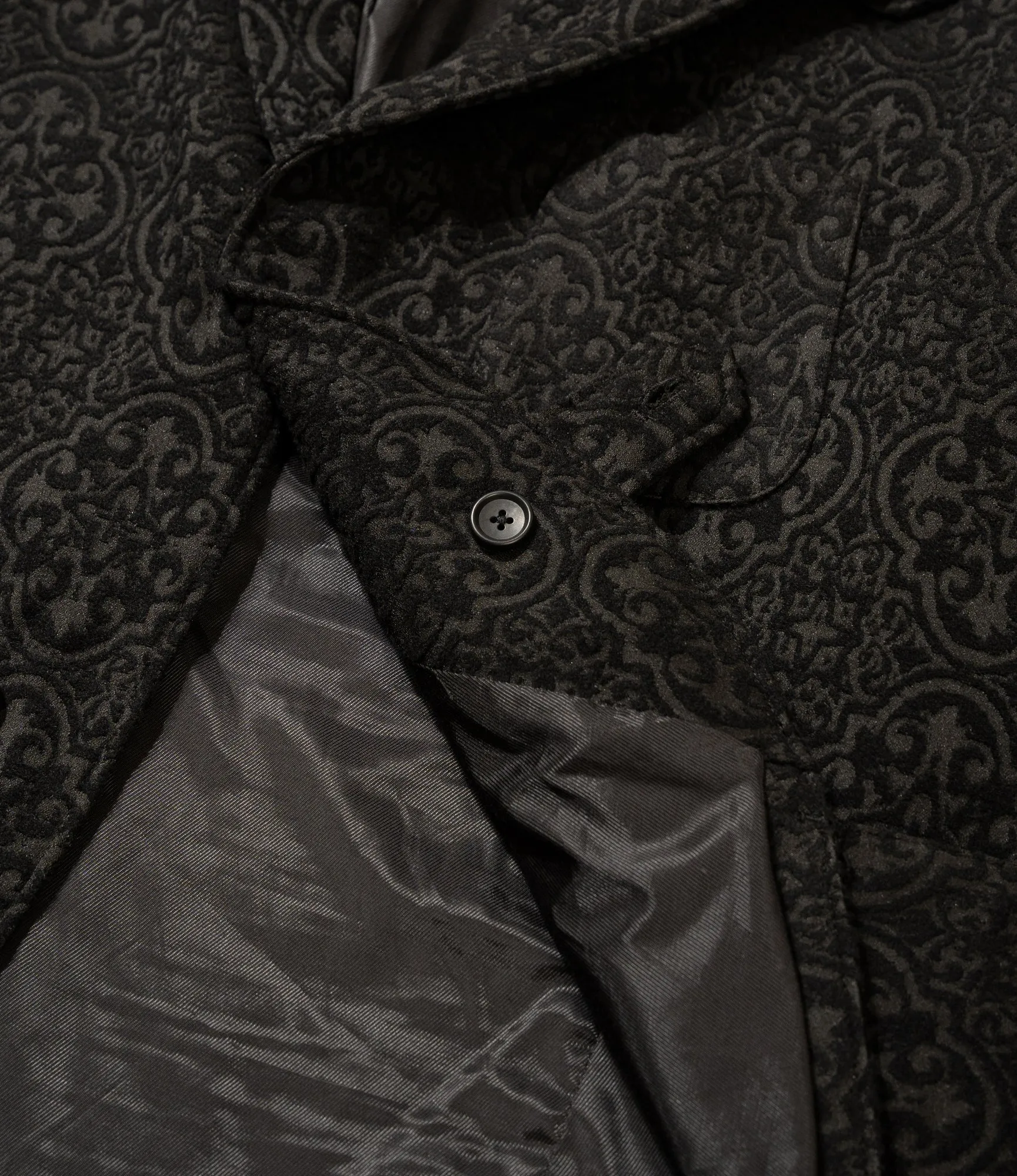 Slanted Jacket – Black Crest Flocked Jacquard