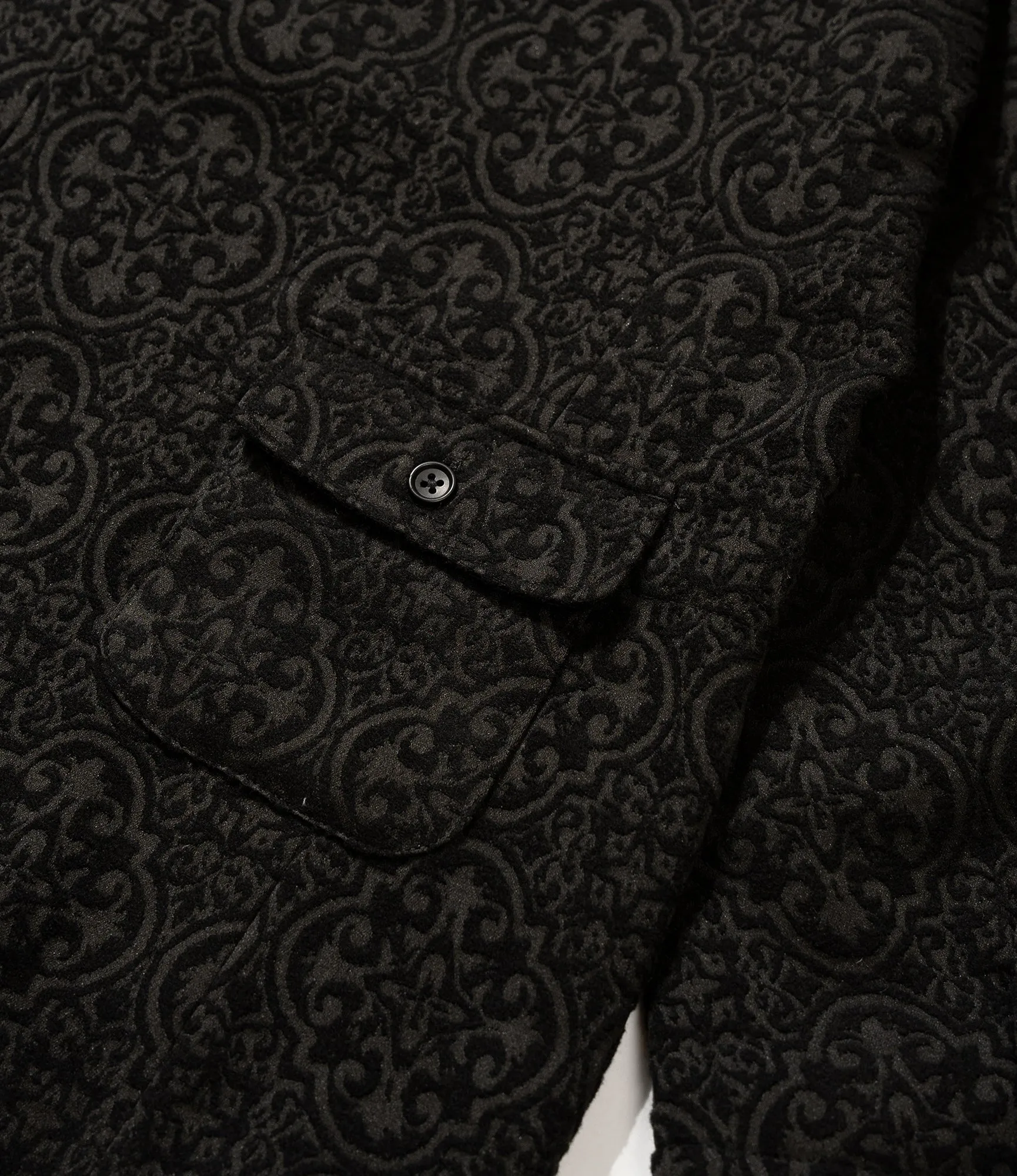 Slanted Jacket – Black Crest Flocked Jacquard