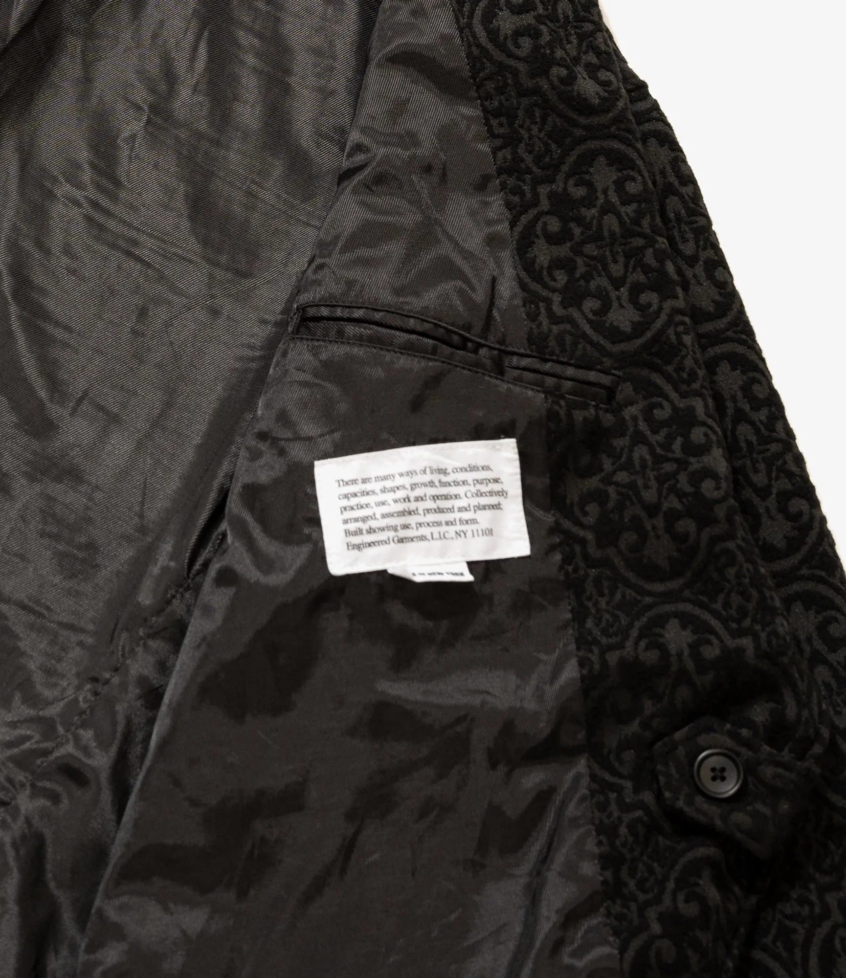 Slanted Jacket – Black Crest Flocked Jacquard