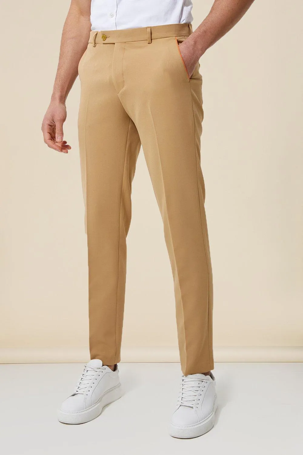 Slim Piped Suit Trousers