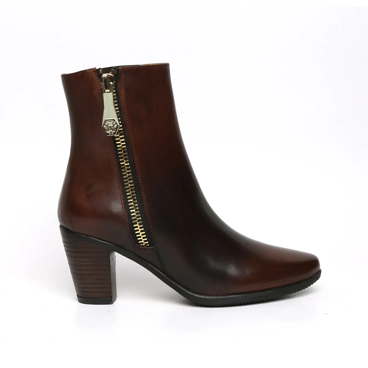 Smudged Dark Brown Dual Tone Leather Boots By Brune & Bareskin