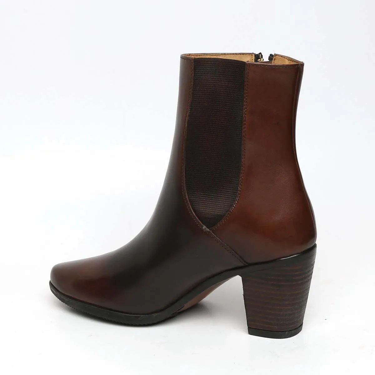 Smudged Dark Brown Dual Tone Leather Boots By Brune & Bareskin