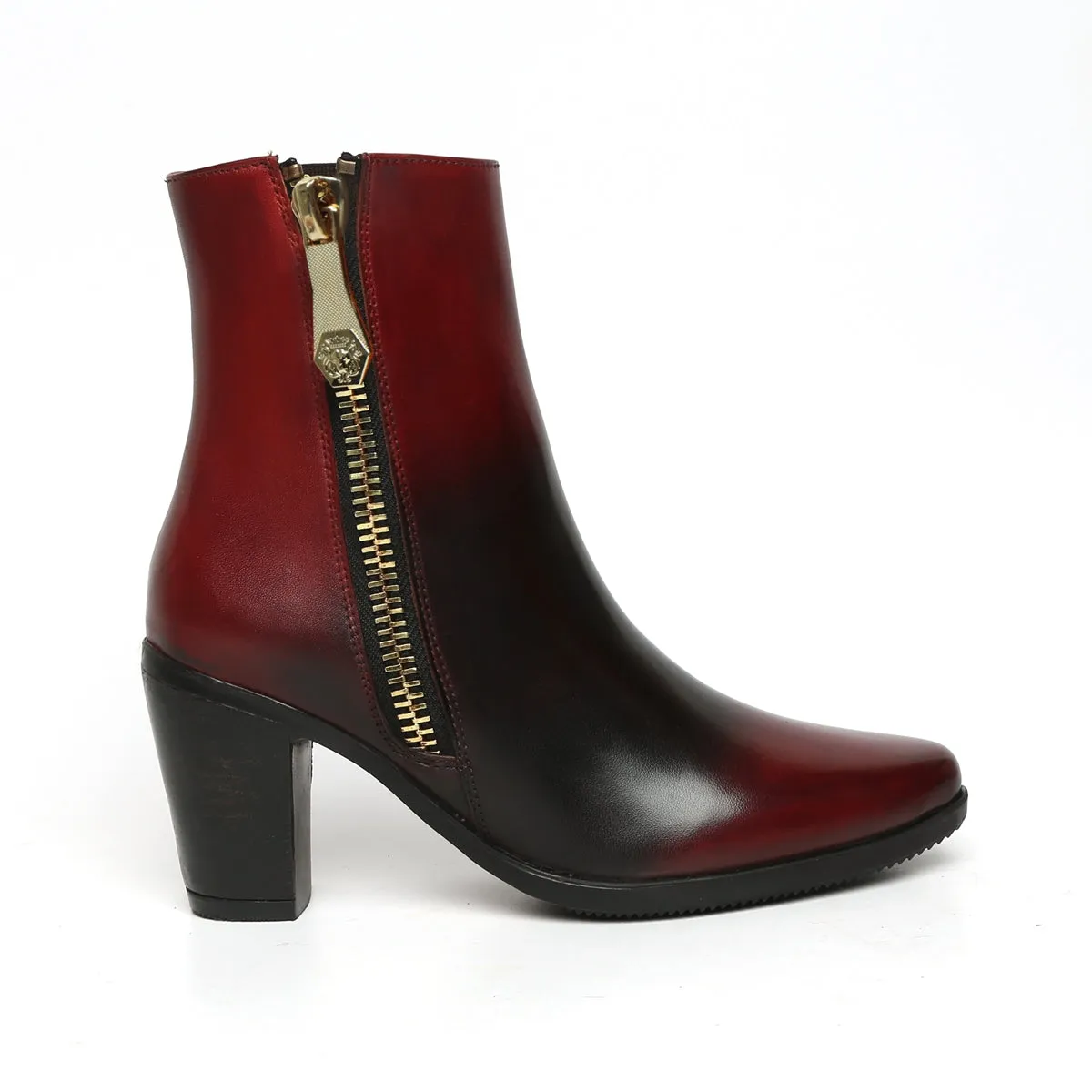 Smudged Wine Dual Tone Leather Boots By Brune & Bareskin