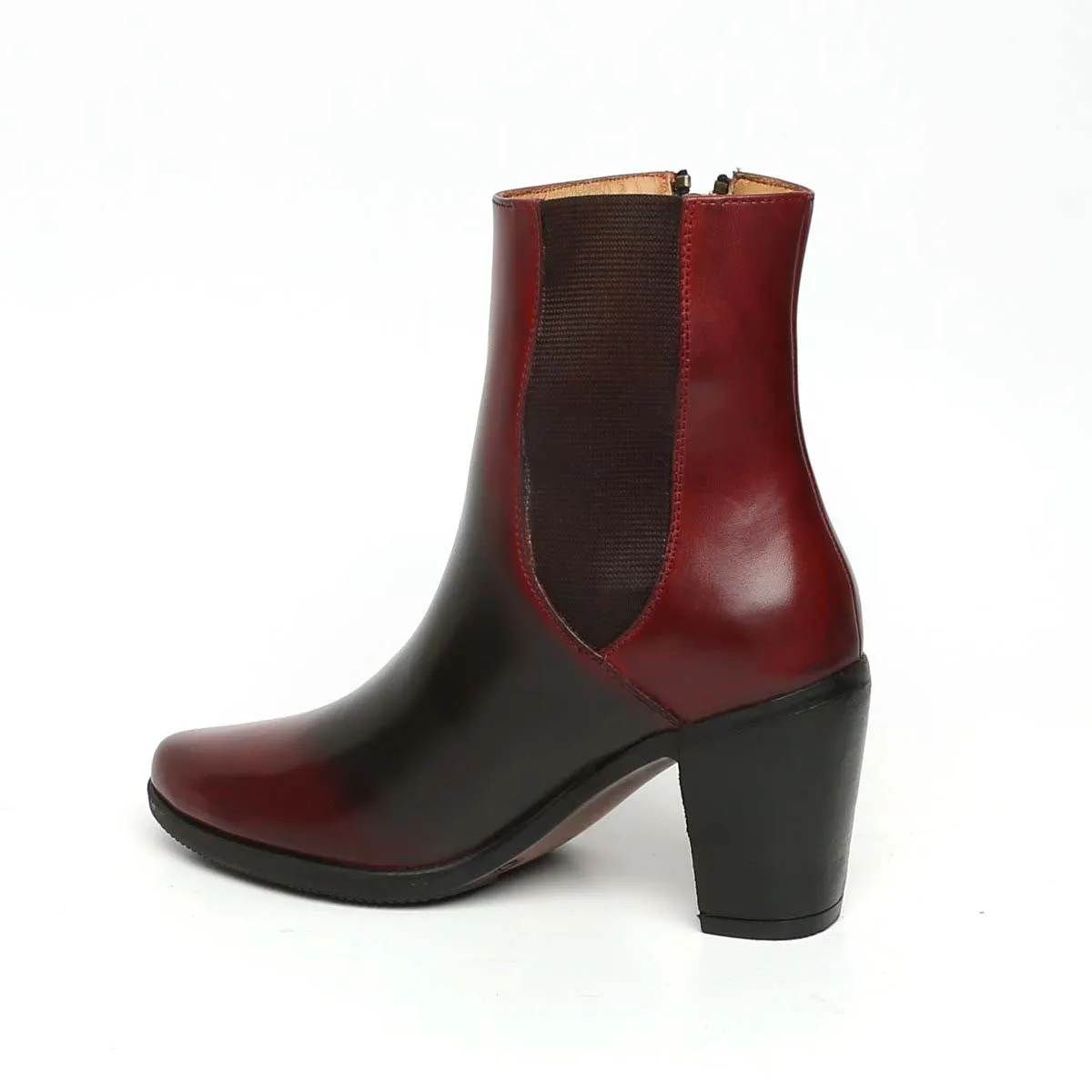 Smudged Wine Dual Tone Leather Boots By Brune & Bareskin