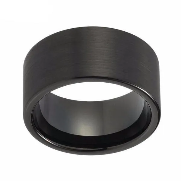 Solid Black Brushed Finish Tungsten Ring