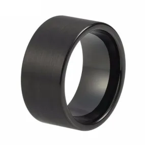 Solid Black Brushed Finish Tungsten Ring