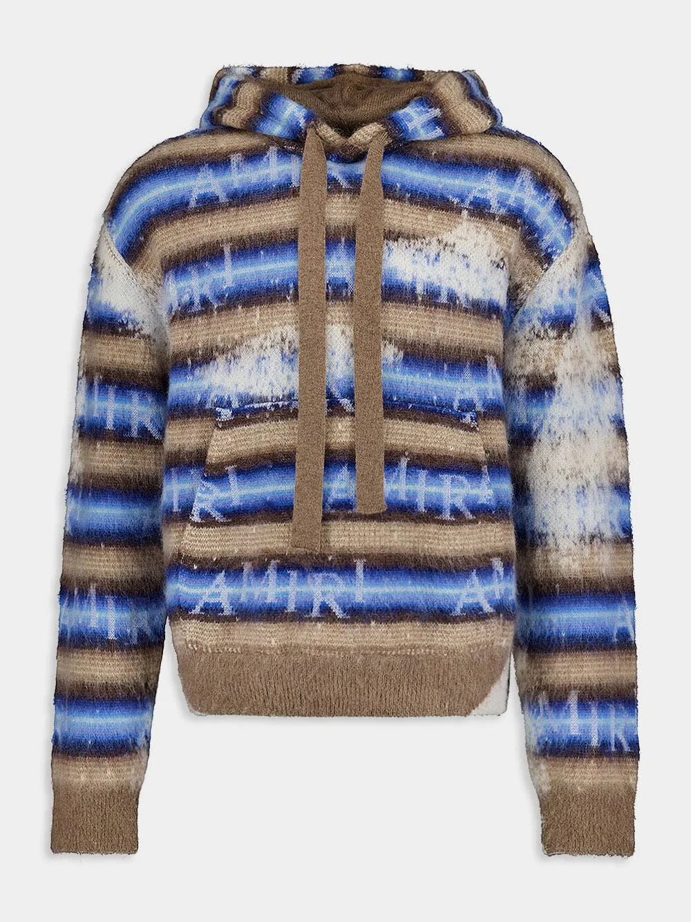 Staggered Stripe Mohair-Wool Hoodie