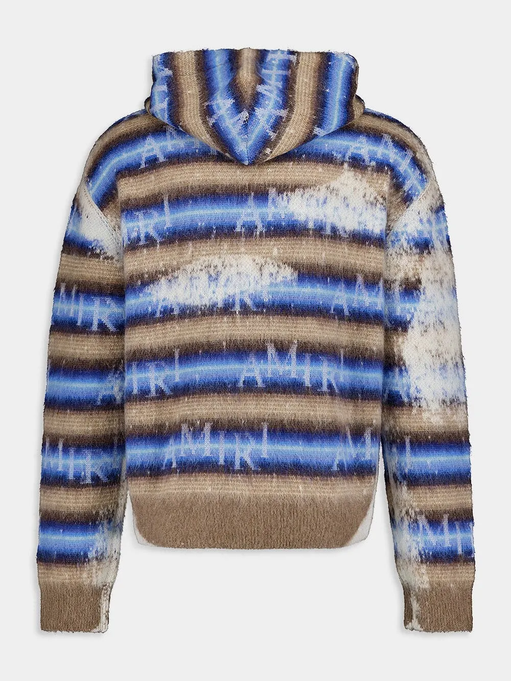 Staggered Stripe Mohair-Wool Hoodie