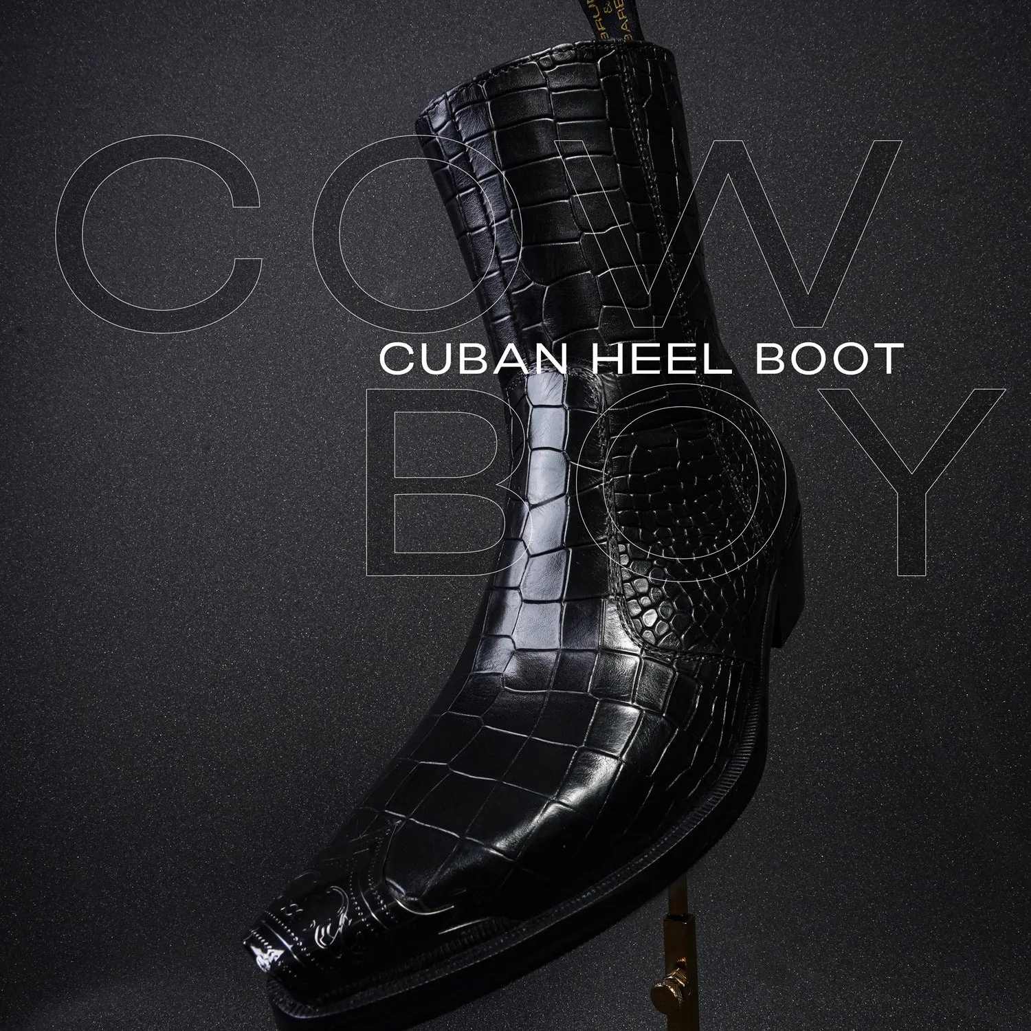 Steel Toe Cowboy Boots in Black Leather