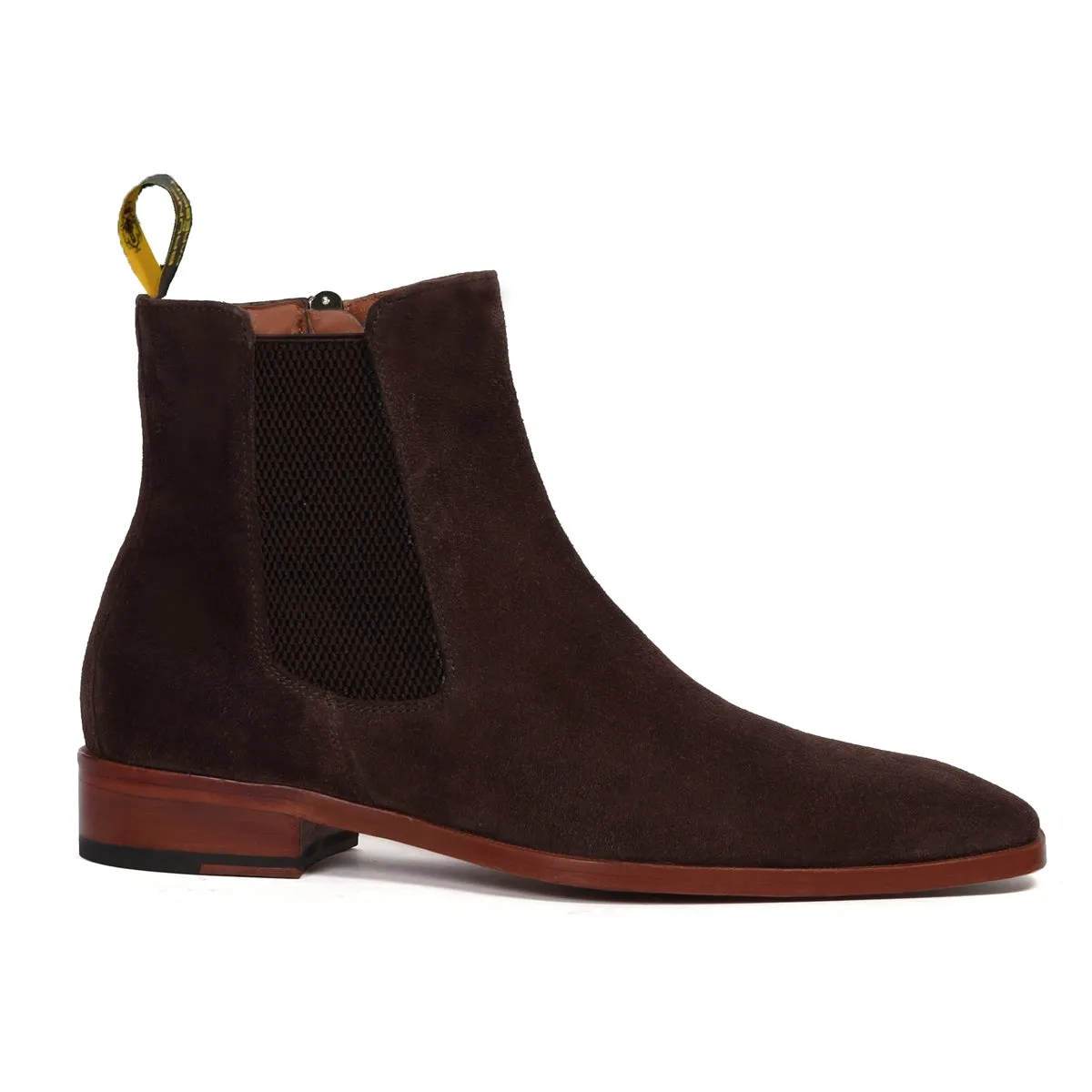 Suede Leather Chelsea Boots Iin Dark Brown Suede Leather With Leather Sole By Brune & Bareskin