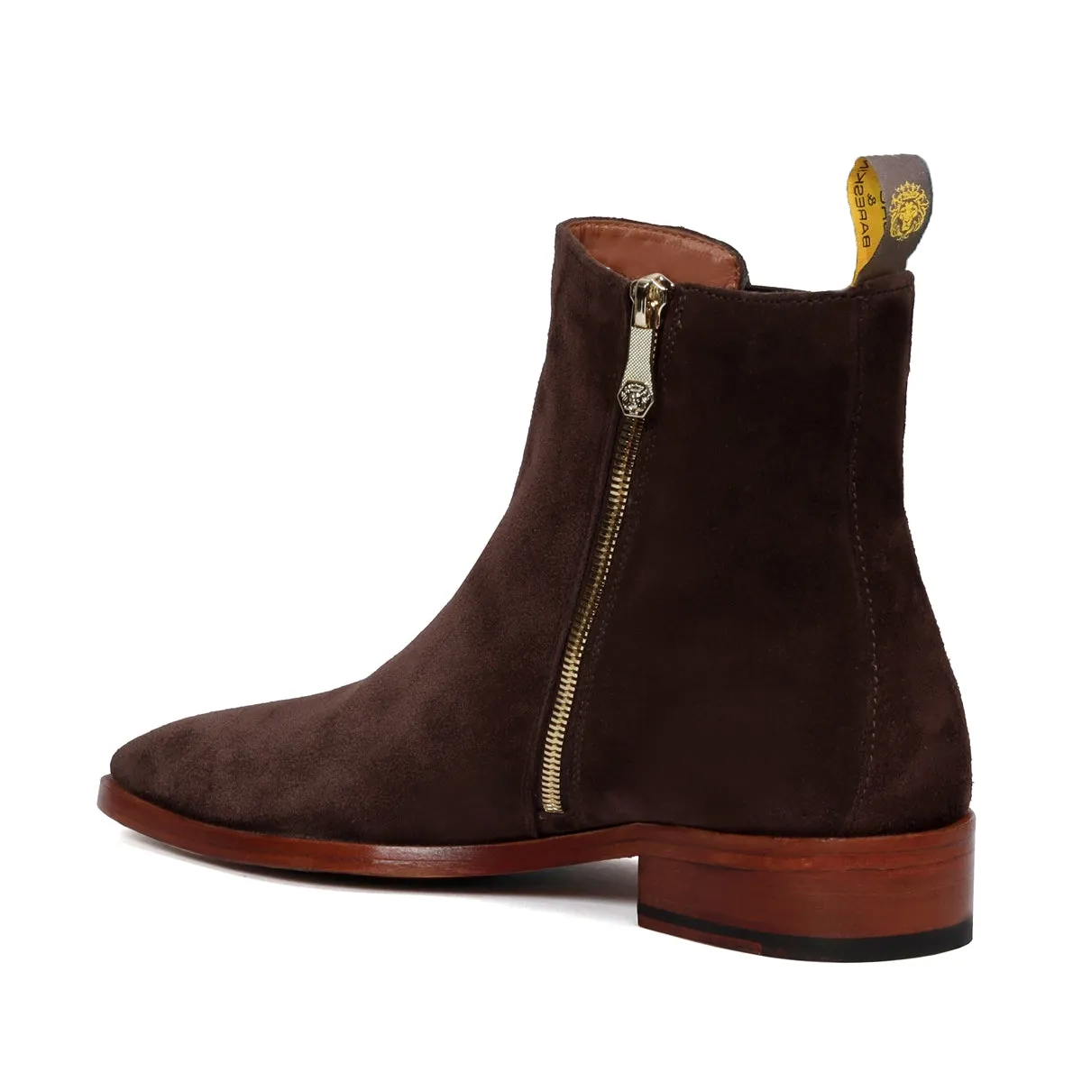 Suede Leather Chelsea Boots Iin Dark Brown Suede Leather With Leather Sole By Brune & Bareskin